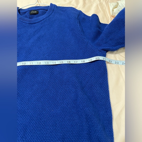 15. J. Crew Mens Blue Cotton Crewneck Sweater Moss Stitch Pullover - Picture 7 of 12